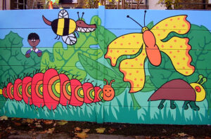 Oasis Academy playground mural children's design detail 1